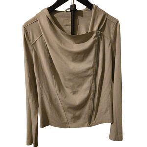 Blank NYC Faux Suede Moto Jacket Size Medium Tan Asymmetrical Zip Up Grunge